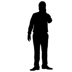 Silhouette businessman talking on the phone, a white background