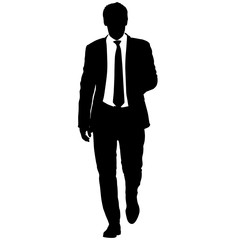 Silhouette businessman man in suit with tie on a white background