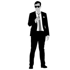 Silhouette businessman man in suit with tie on a white background
