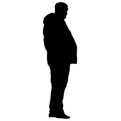 Silhouette man standing, people on white background