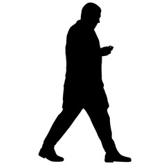 Silhouette man standing, people on white background