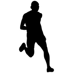 Silhouettes Runners sprint men on white background
