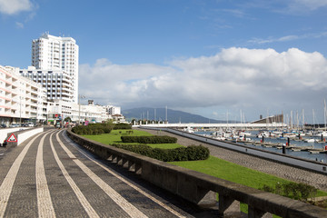 Cityscape in Ponta Delgada Sao Miguel island Azores Portugal