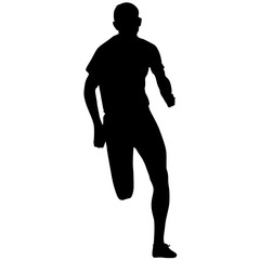 Fototapeta premium Silhouettes Runners sprint men on white background