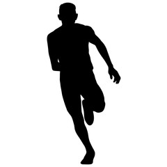 Silhouettes Runners sprint men on white background