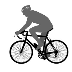 Obraz premium Silhouette of a cyclist male on white background