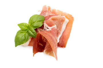 iberian ham isolated in white background