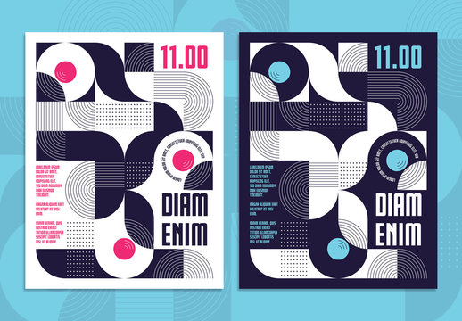 High Contrast Abstract Geometric Print Cover Layout