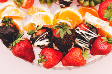 Fresh fruit served on plate