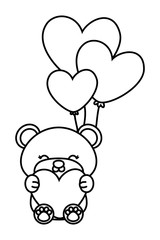 toy bear hugging a heart black and white