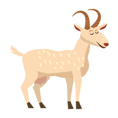 Cute goat, animal, trend cartoon style vector