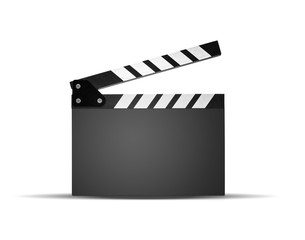Blank clapperboard on white background, including clipping path