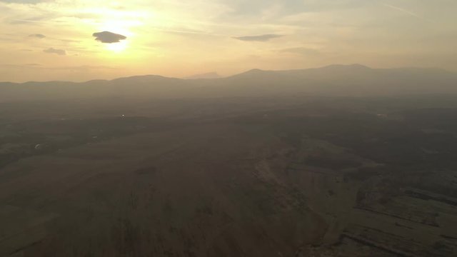 Sunset scene over the mountains in Eastern Serbia 4K drone video
