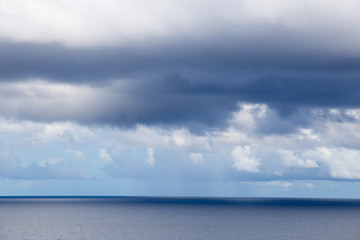 Fototapeta na wymiar Clouds and Caribbean sea from a cruise ship 