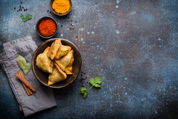 Indian baked stuffed pastry samosa