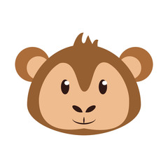 Monkey head wildlife cute animal cartoon