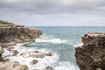 Fototapeta na wymiar Atlantic shoreline in Barbados North of the island