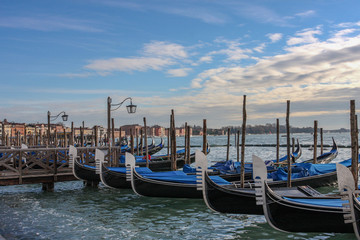 Gondola Pier Across from San Georgio Church.Venice, Venezia, Italy, Europe.