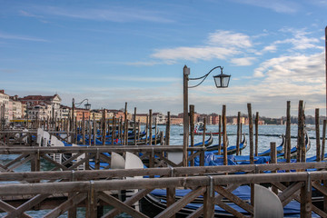 Fototapeta na wymiar Gondola Pier Across from San Georgio Church.Venice, Venezia, Italy, Europe.