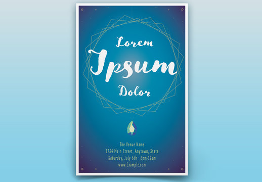 Blue Geometric Gemstone Event Poster