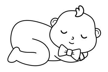 baby sleeping icon in black and white
