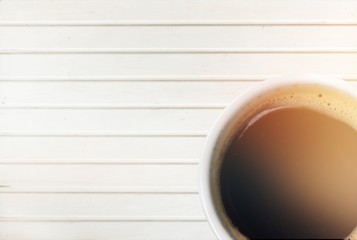 Black coffee in white cup isolated on  background