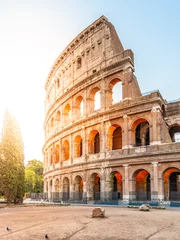 Fotobehang Rome Colosseum of Colosseum. Ochtendzonsopgang bij enorm Romeins amfitheater, Rome, Italië.
