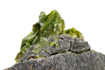 Macro stone Apatite mineral on white background