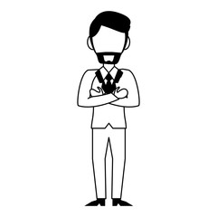 Executive businessman character cartoon in black and white