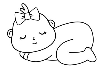 baby sleeping icon in black and white