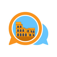 Vector illustration icon with communication media concept that shares information about Colosseum tourist spots