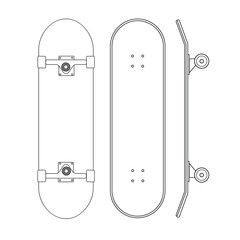 Vector flat cartoon line set of skateboard different sides isolated on white background  © Sweta