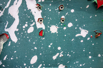 A Very Weathered Metal Garage Door Heavy Paint Worn Off Background