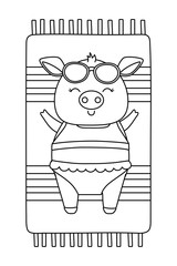 cute animal enjoying summer time cartoon