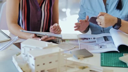 Coworkers brainstorming together