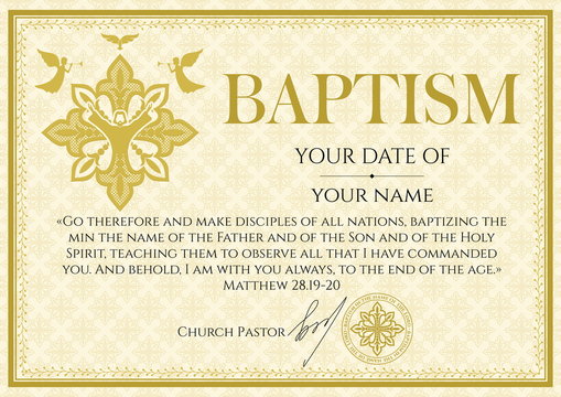 Postcard Christian Baptism. Invitation, Congratulation, Certificate.