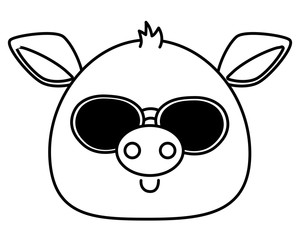 cute animal face cartoon vector illustration