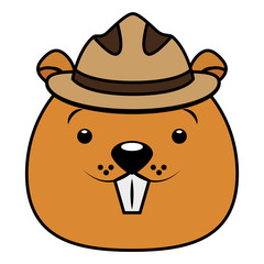 beaver face with hat cartoon character