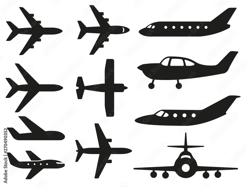 Wall mural plane different icons set. vector