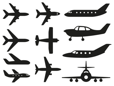 Plane different icons set. Vector