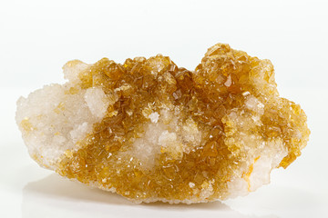 Macro stone Ettringite mineral on white background