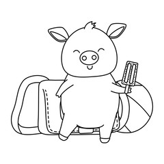cute animal enjoying summer time cartoon