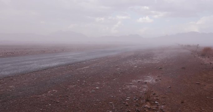 A rare view of a rain storm in the Namib Desert