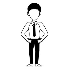 Executive businessman character cartoon in black and white