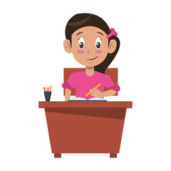 Kid seated in school desk