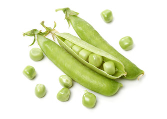 Fresh peas isolated on white background 