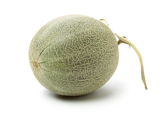 Netted melon on white background 