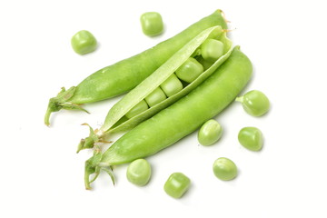 Fresh peas isolated on white background 