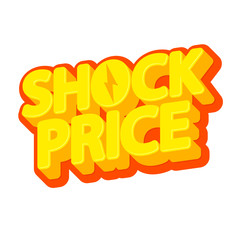 Shock Price, sale tag, poster design template, discount isolated sticker, vector illustration
