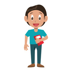 Student boy with books cartoon